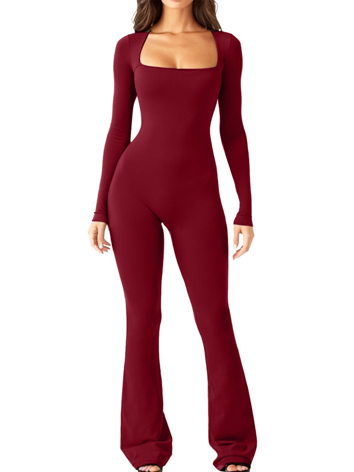 Women Long Sleeve Waist Shaping Jumpsuit