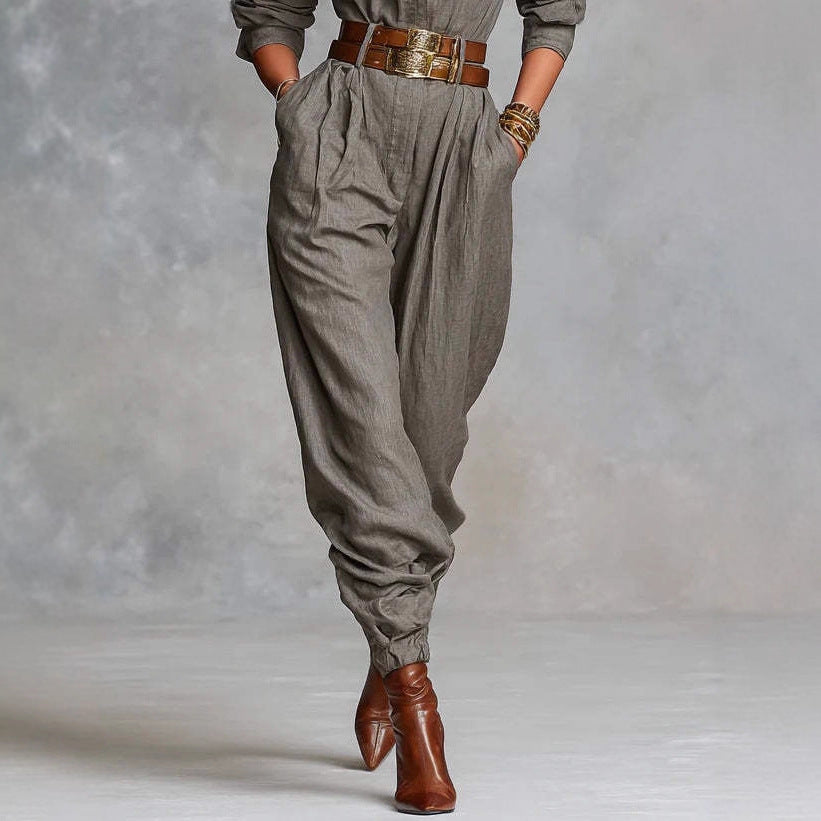 Long-sleeved Lapel Jumpsuit