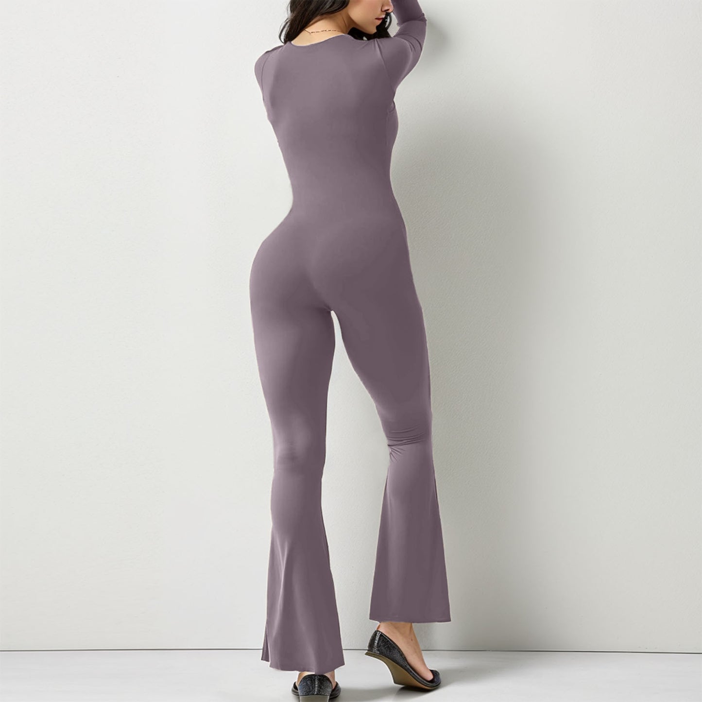 Women Long Sleeve Waist Shaping Jumpsuit