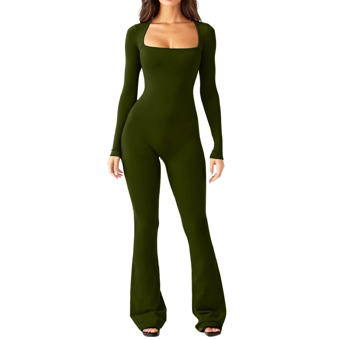 Women Long Sleeve Waist Shaping Jumpsuit