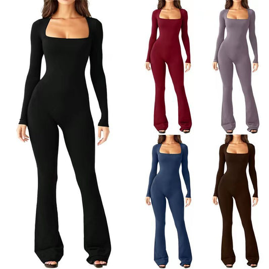 Women Long Sleeve Waist Shaping Jumpsuit