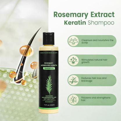 KeraThyme™ Rosemary Hydrolyzed Keratin Shampoo - Stronger Hair, Less Breakage, Pure Botanical Repair