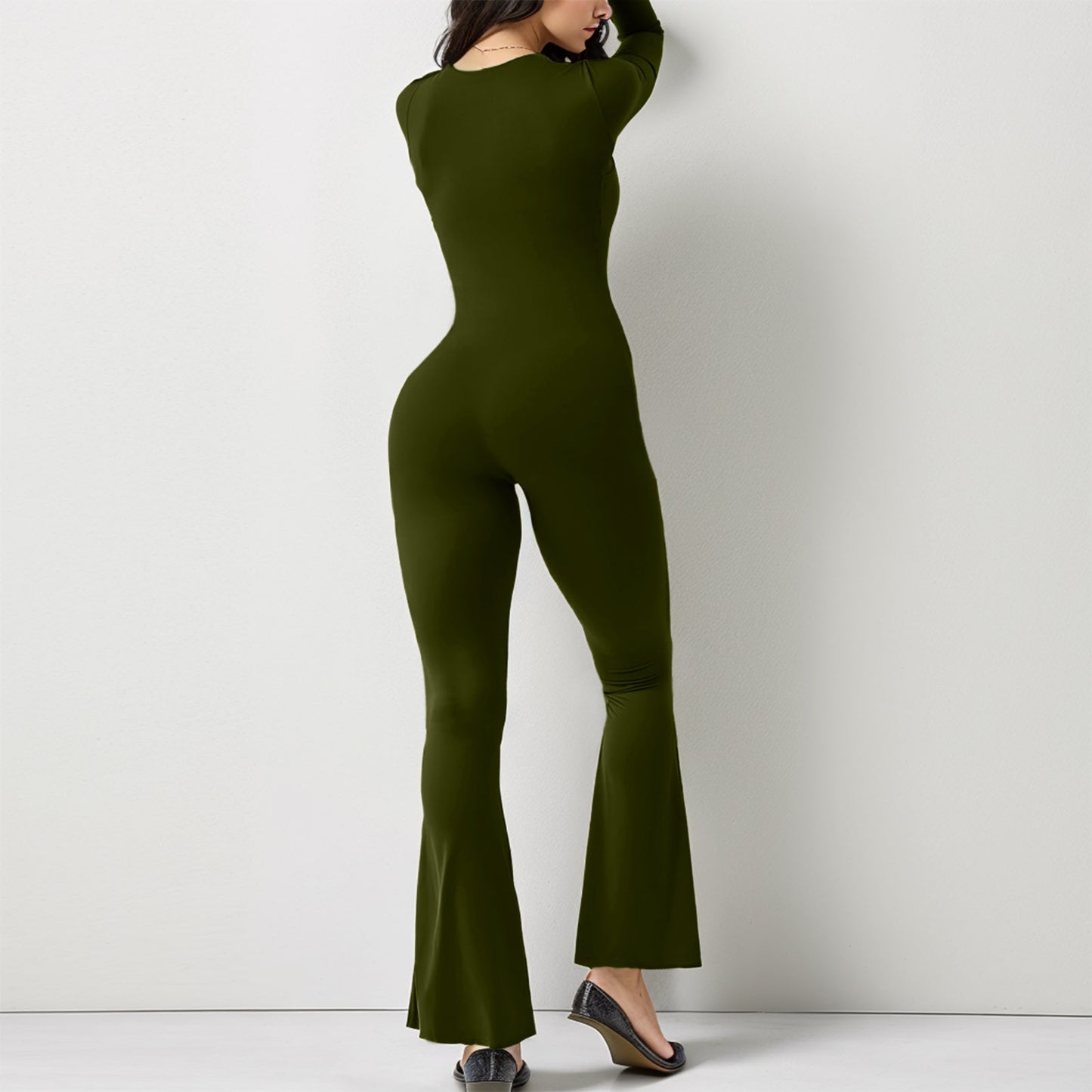 Women Long Sleeve Waist Shaping Jumpsuit